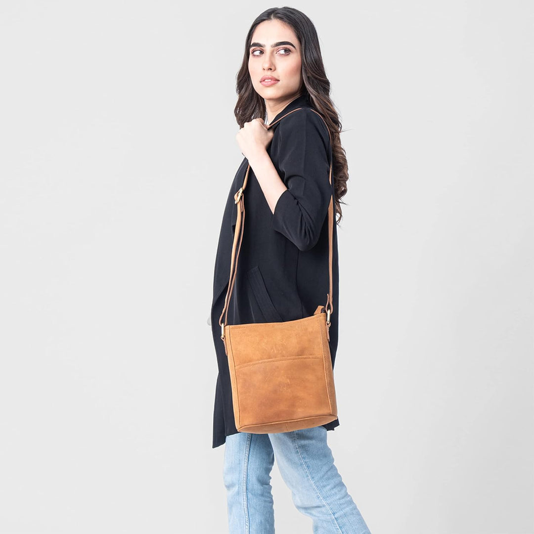 LEABAGS Leder Handtasche Damen I Premium Echtleder Umhängetasche I Schultertasche I Damentasche I Tr