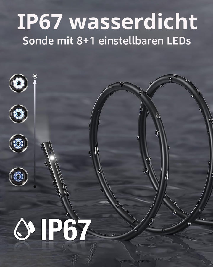 Dual Lens Endoskopkamera, 1080P HD Endoskop-Kamera mit Licht Handy Wasserdichtes Ip67 Kein WLAN Erfo
