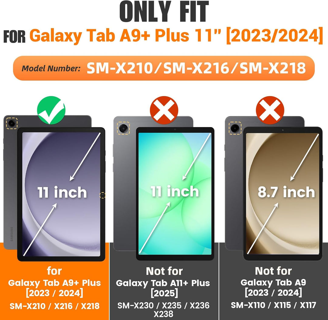 SEYMAC stock Hülle für Samsung Galaxy Tab A9 Plus/ A9+ 11 Zoll, Stossfeste Hülle mit [Mehreren Winke