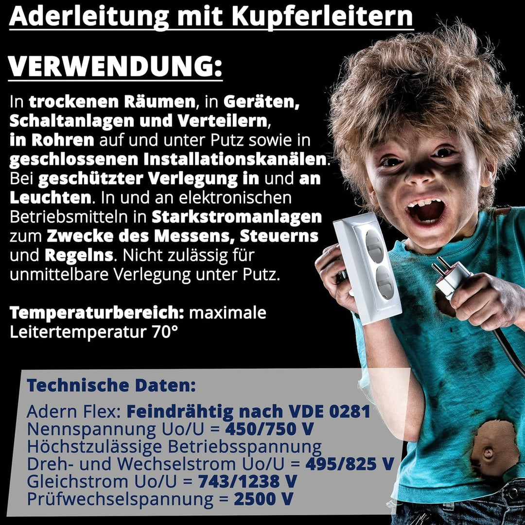 EBROM Aderleitung Einzelader flexibel H07V-K 1,5 mm² - Farbe: rot, 70 m, 70 m