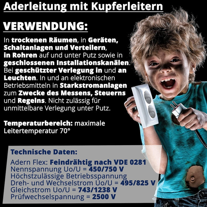 EBROM Aderleitung Einzelader flexibel H07V-K 1,5 mm² - Farbe: rot, 70 m, 70 m