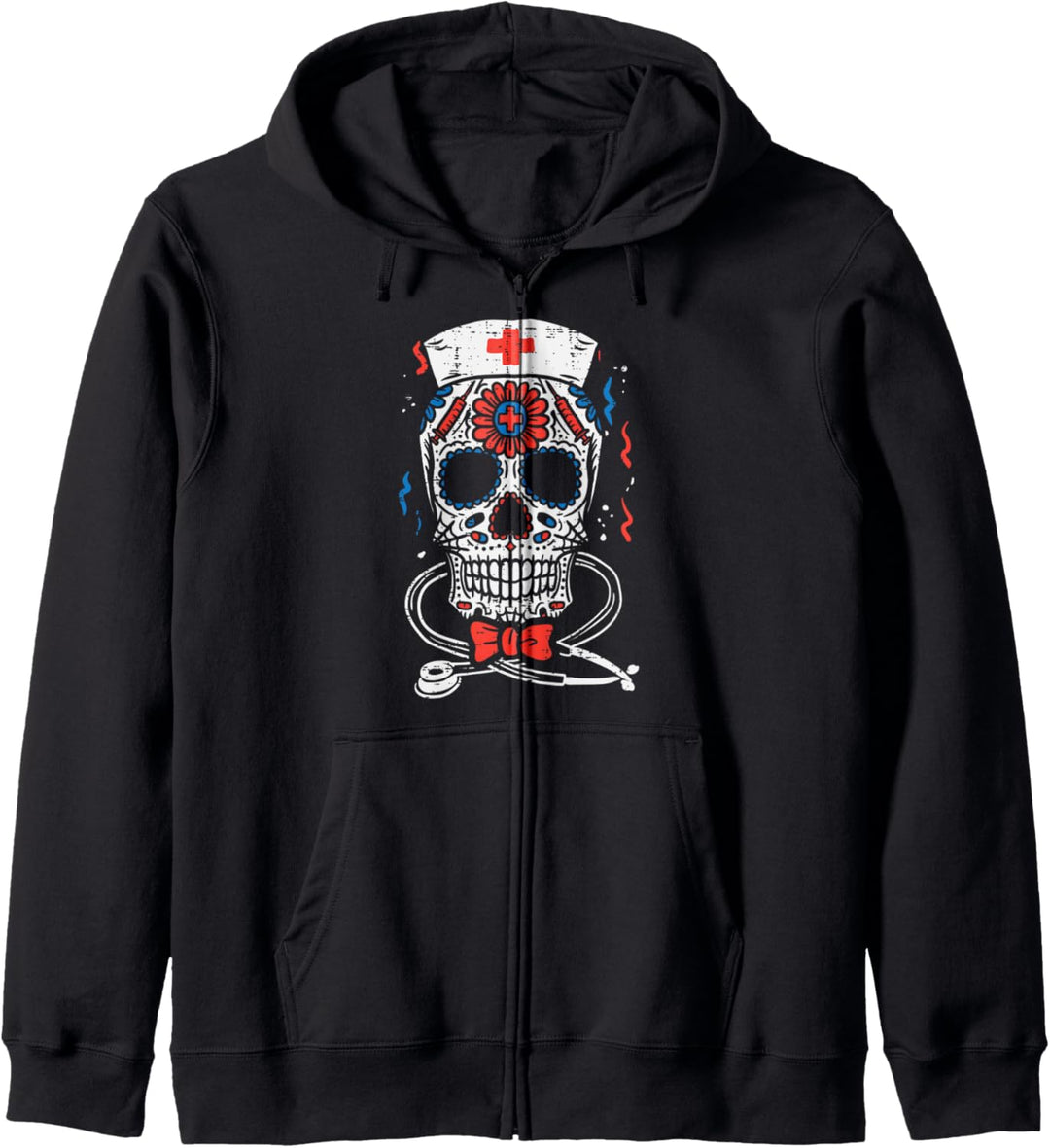 Sugar Skull Nurse US American Flag 4th Of July Fourth Women Kapuzenjacke