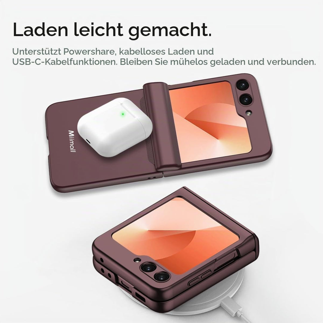 Miimall Kompatibel mit Samsung Galaxy Z Flip 6/Flip7 FE Hülle mit Scharnierschutz Magnetischer [Exte