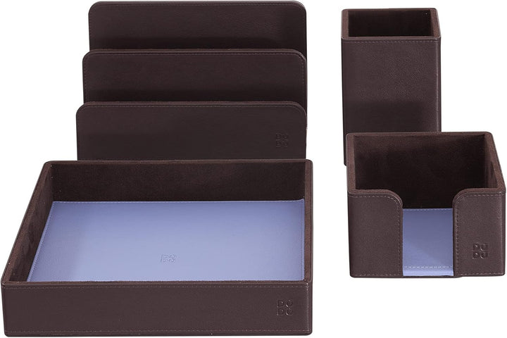 DUDU Schreibtisch-Set aus Leder für das Büro 4-teilig mit Taschenleerer Stifthalter Briefhalter Zett