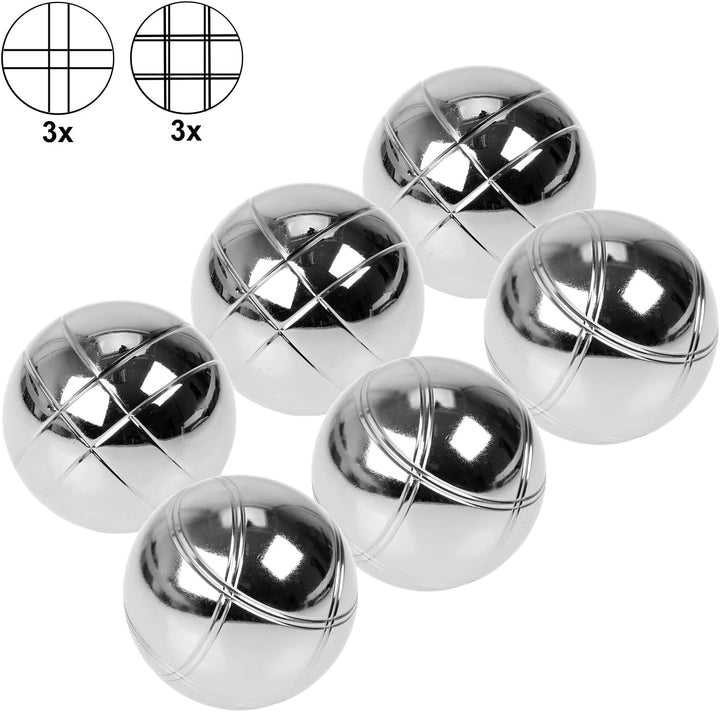 FunTomia Boccia Kugeln Set, Boule Kugeln mit 6X Metall-Kugeln 73mm, 720g, 1x Holz-Kugel, 1x Abstands