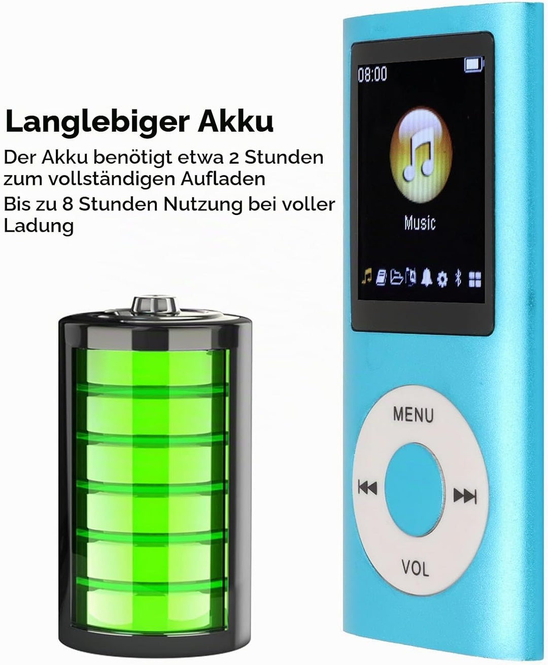 64 GB MP3 Player Mit 1,8 Zoll LCD Bildschirm - Tragbarer Verlustfreier Sound Player für Kinder Und S