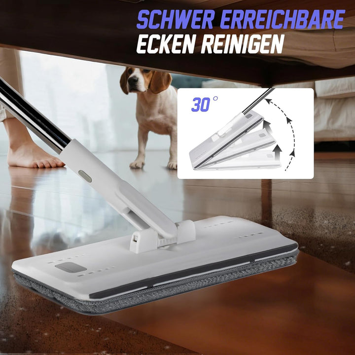 Masthome Wischmopp Set mit Eimer,Bodenwischer Set mit 10 Mikrofaser Pads und Langem Edelstahl Griff,