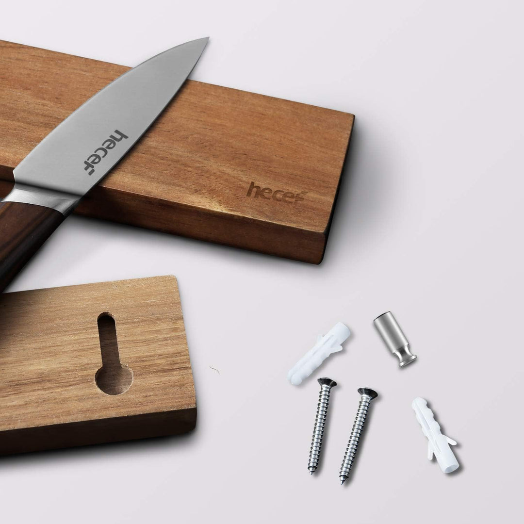 Hecef 12 Zoll (30cm) Magnetischer Messerhalter, Starker Magnet Messerhalter, Akazie Holzmesserhalter