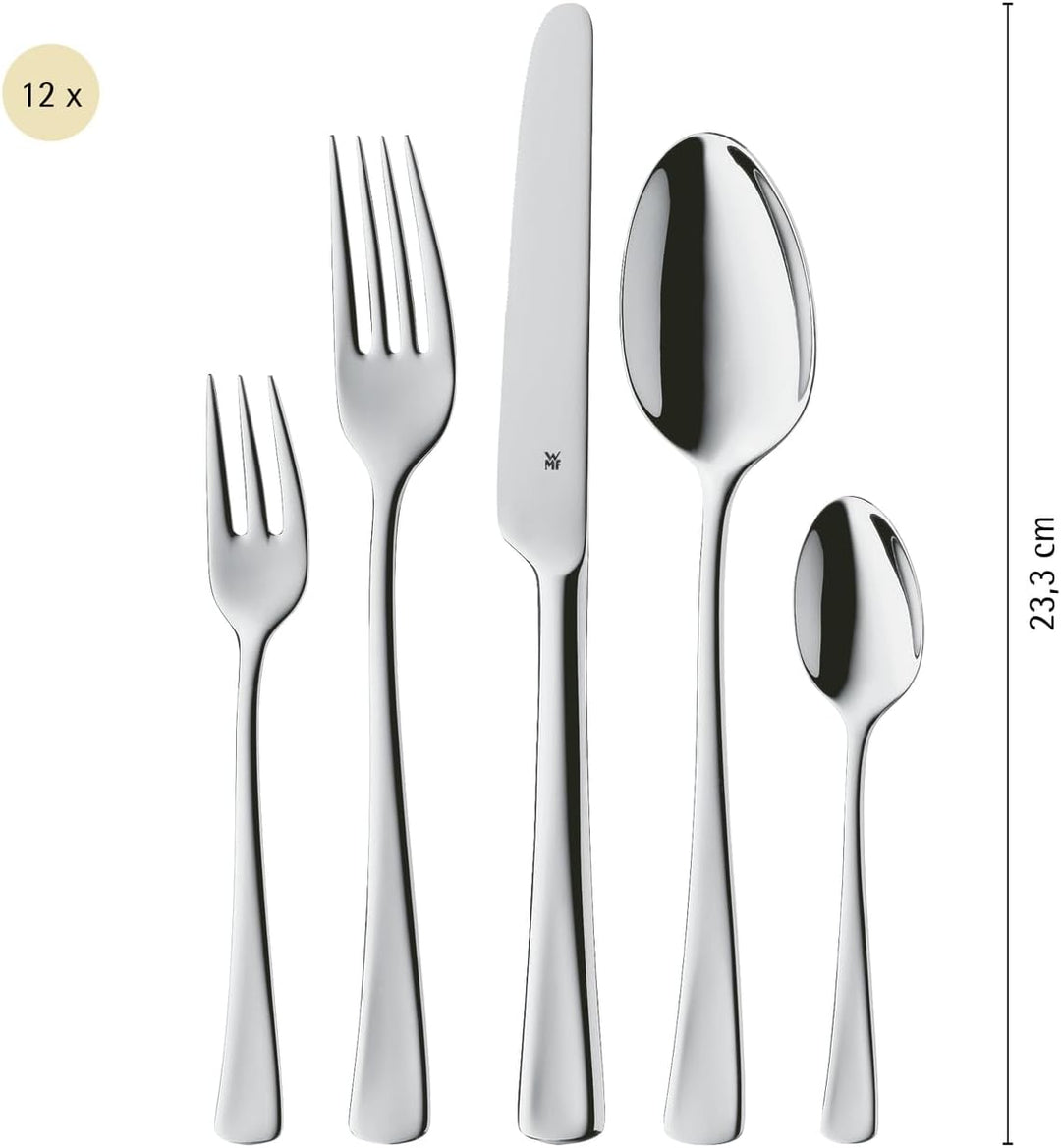 WMF Denver Besteck Set 12 Personen, Essbesteck 60 teilig, Monobloc-Messer, Cromargan Edelstahl polie
