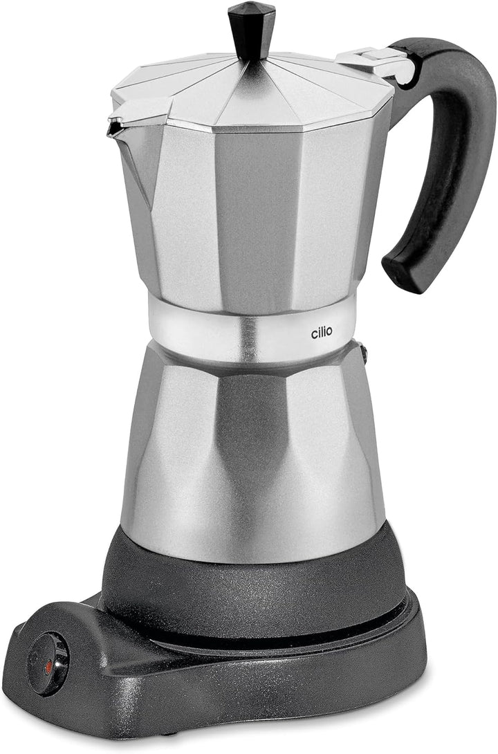 cilio Espressokocher Classico für 6 Tassen | elektrisch 480W | Ø 11,5 cm Höhe: 25 cm | Aluminium | S