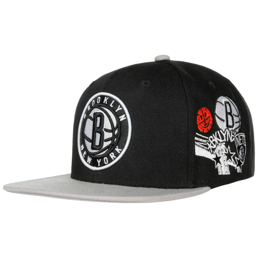 Mitchell &amp; Ness Patch Overload Nets Cap Basecap Baseballcap Snapback Flat Brim NBA Brooklyn (One Siz