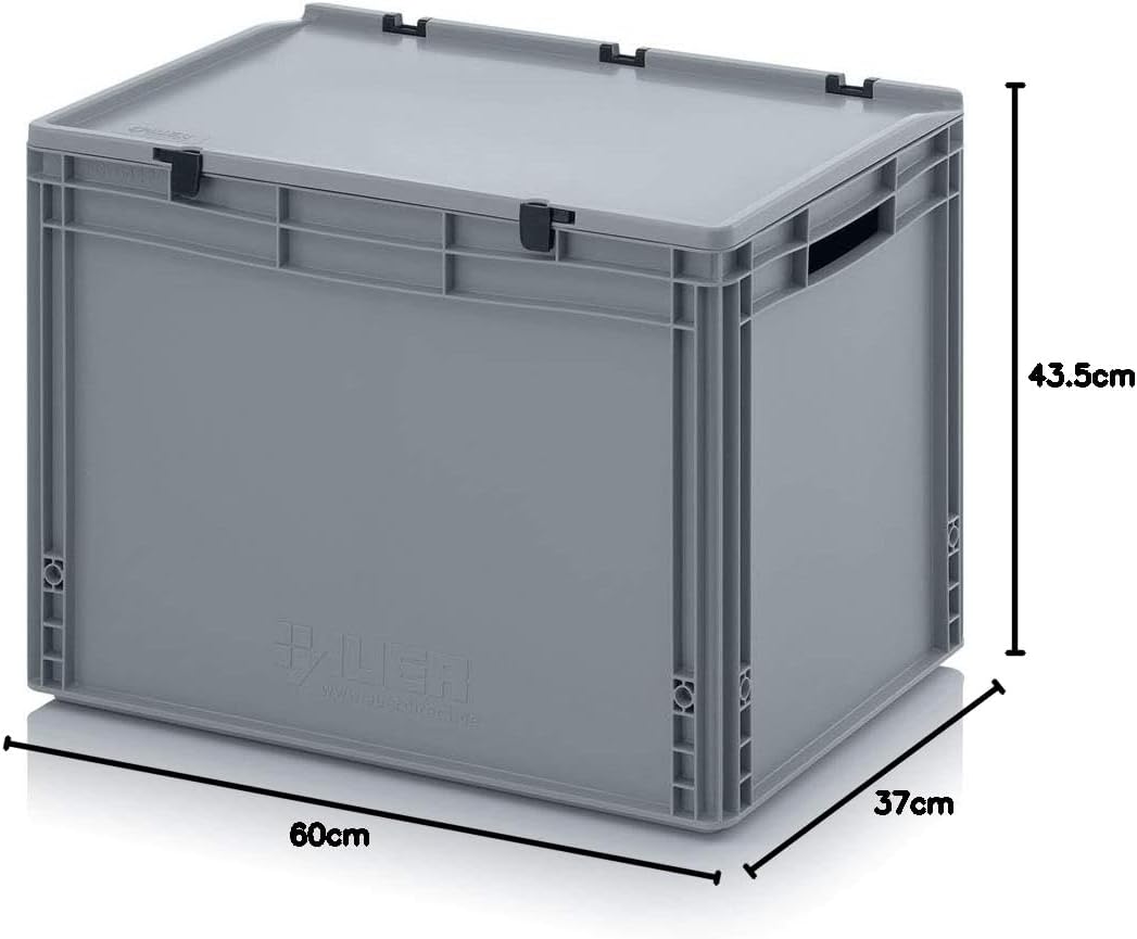 Auer Packaging Eurobehälter-Eurobox 60 x 40 x 43,5 cm mit offenen Griffen und Scharnierdeckel * Deck