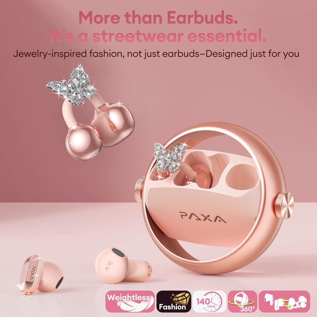 PAXA 3-in-1-Ohrringe Open Ear Kopfhörer, Stylische Modische Open Ear Kabellose Clip kopfhörer In Ear