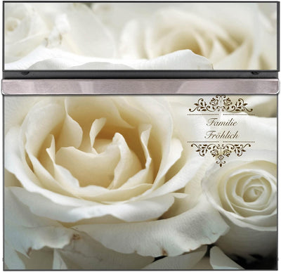 banjado® Briefkasten personalisiert Anthrazit mit Motiv White Roses/Briefkasten mit Zeitungsfach 37x