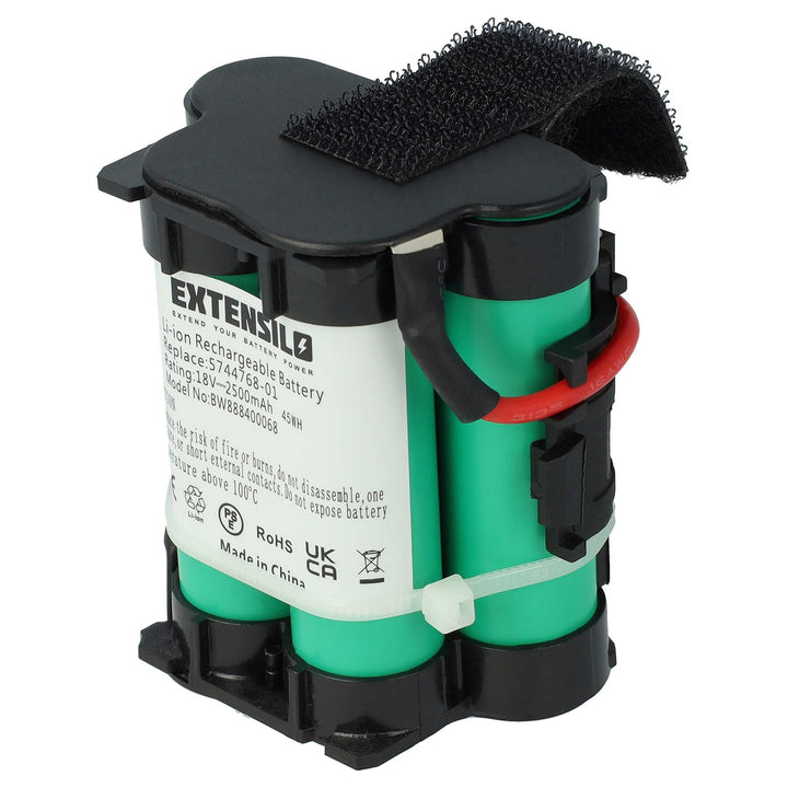 EXTENSILO Akku kompatibel mit Gardena R38Li, R40Li, R45Li, R50Li, R70Li, R75Li, R80Li, 124562 Rasenr