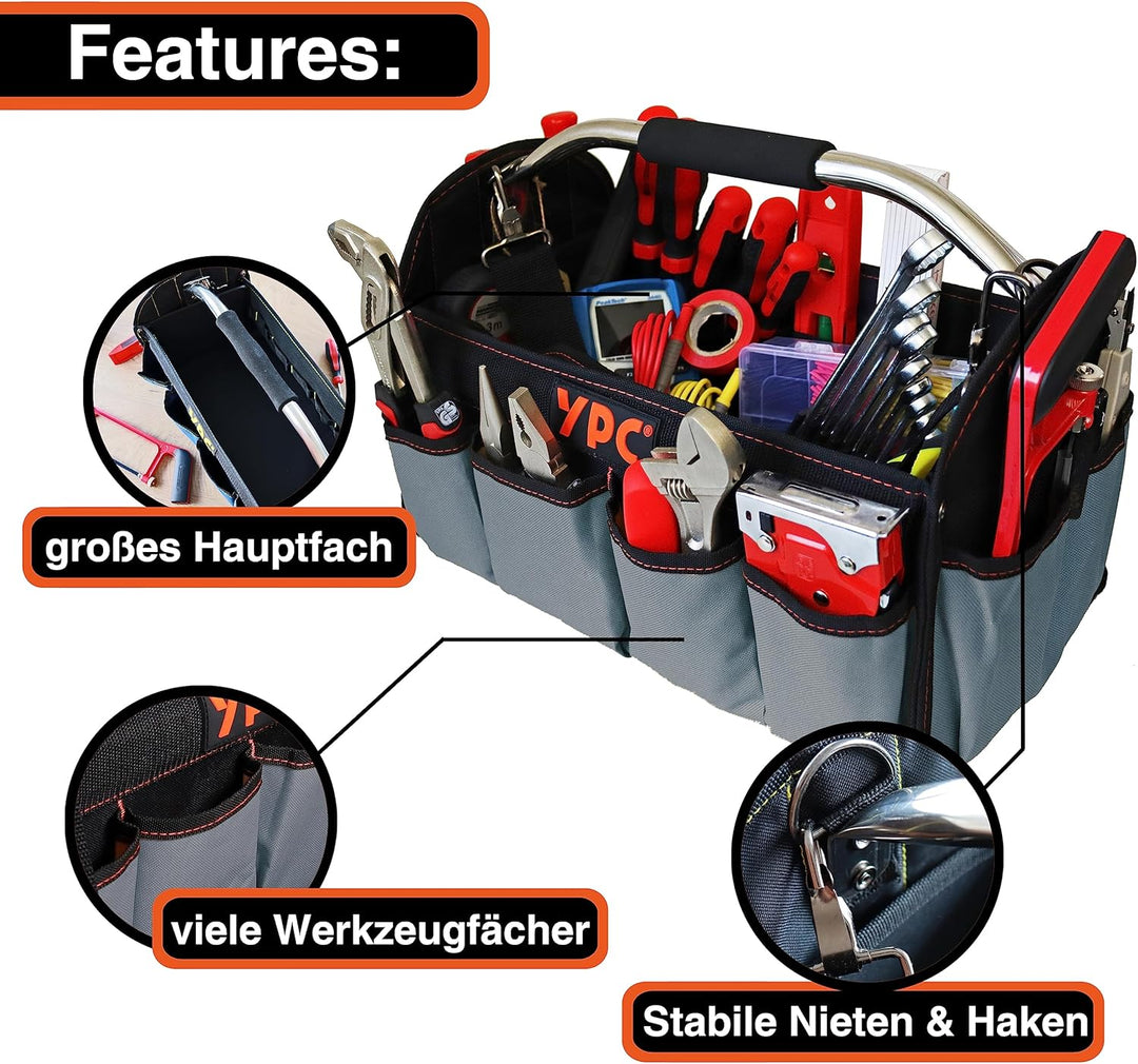 YPC Carrier Werkzeugkorb XL – Tragbare Werkzeugtasche mit stabilem Boden, Wasserfest, Reissfest, Fal