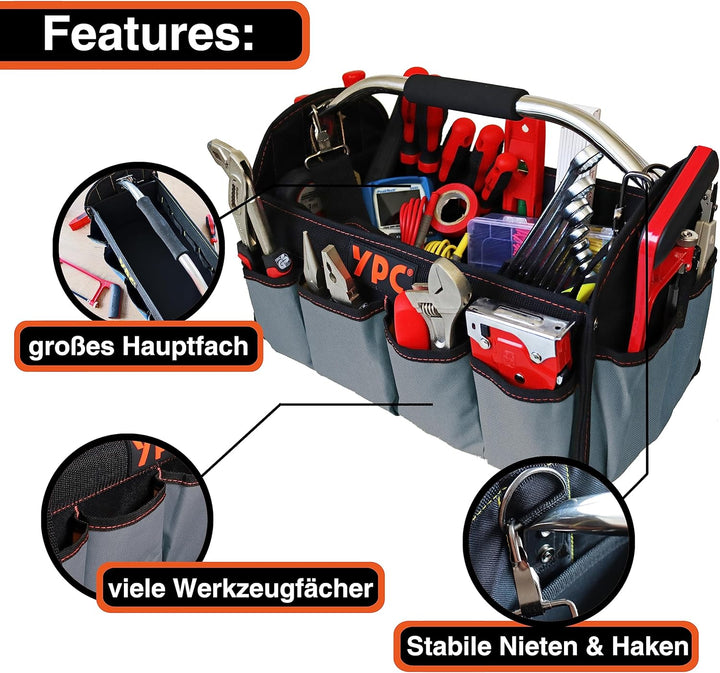 YPC Carrier Werkzeugkorb XL – Tragbare Werkzeugtasche mit stabilem Boden, Wasserfest, Reissfest, Fal