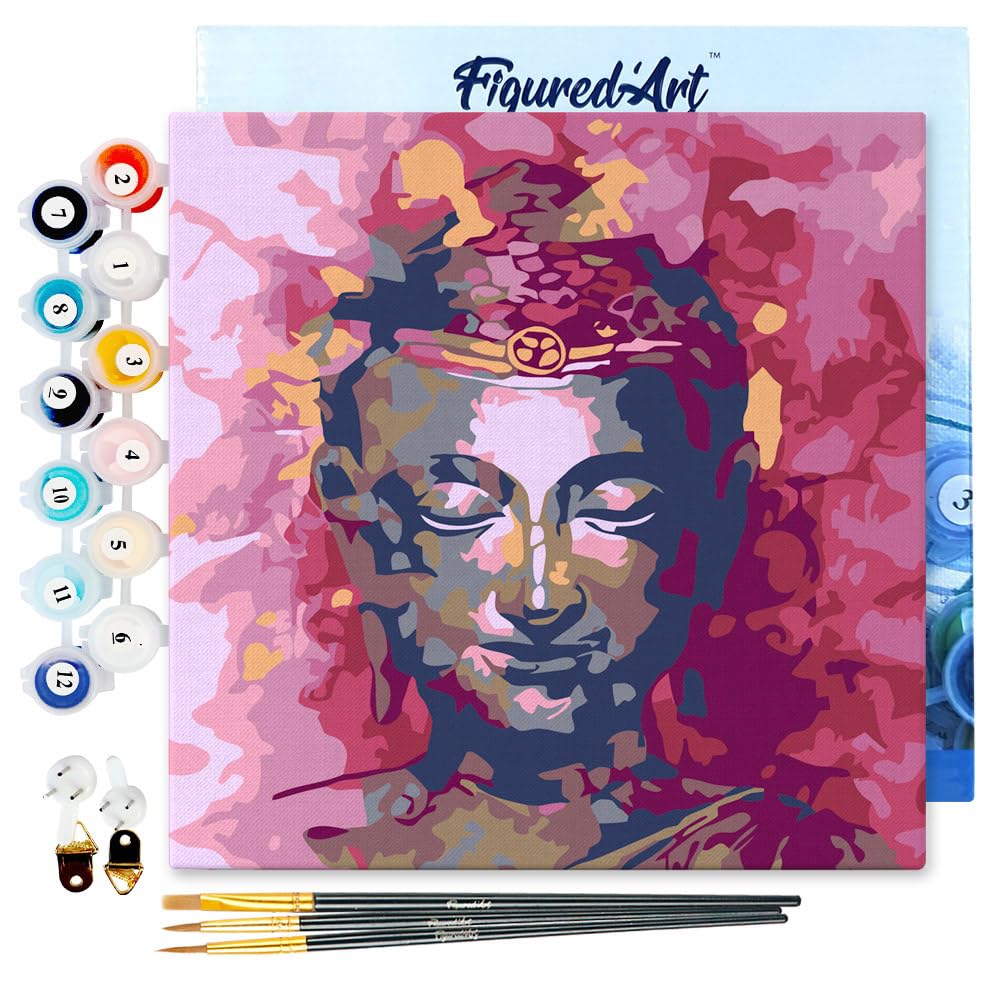 Figured'Art Mini Malen Nach Zahlen Erwachsene Mit Rahmen 20x20cm Kleines Format - Kostbarer Buddha -