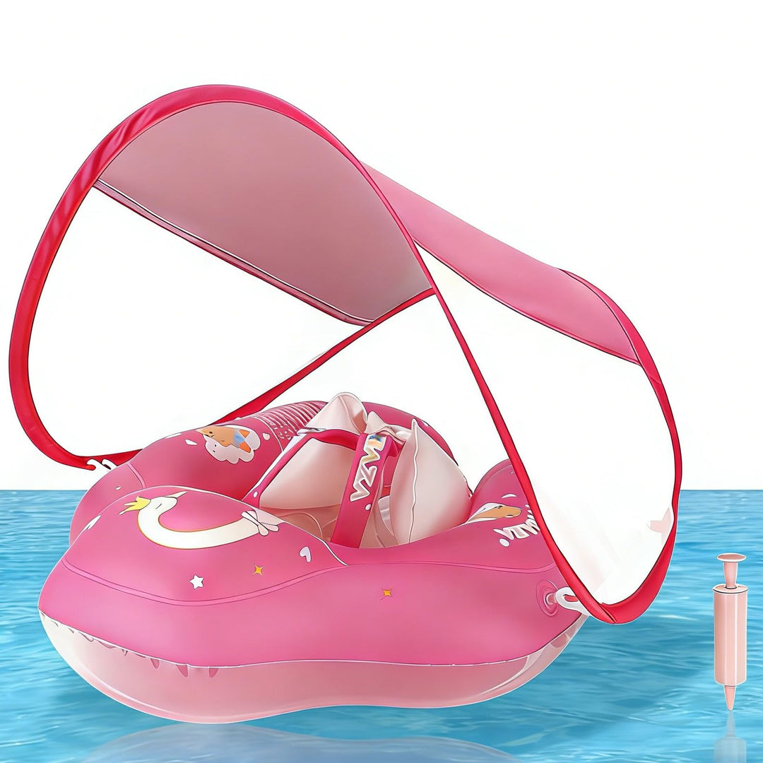 WYRIAZA Schwimmring Baby, Baby Schwimmring mit Sonnendach, Verstellbare Schultergurte, Aufblasbare S