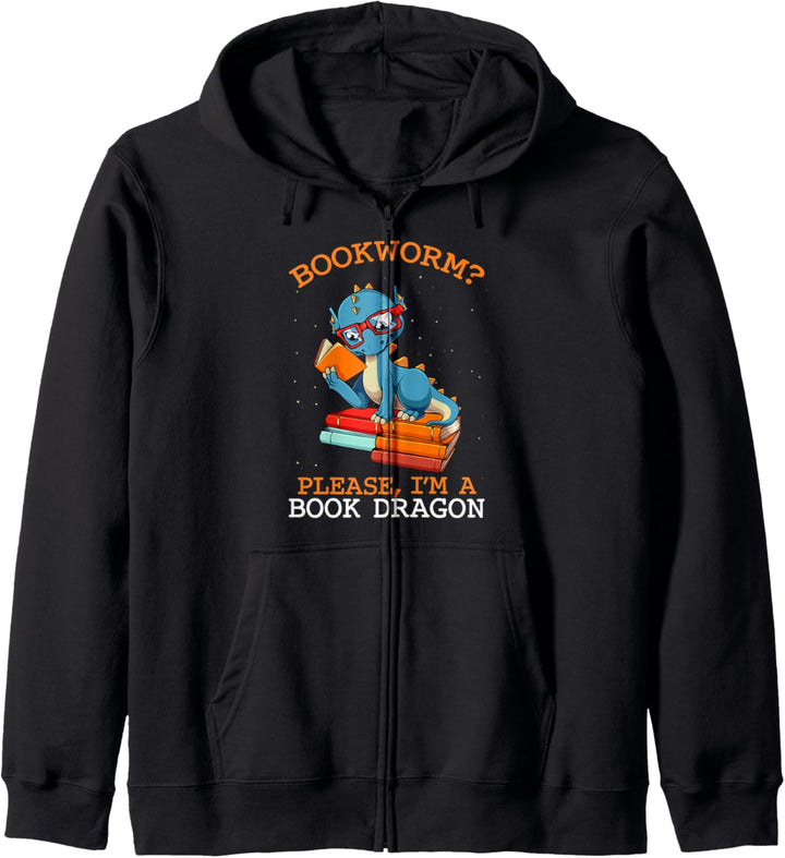 Bookworm Please I'm A Book Dragon Librarian Reading Lover Kapuzenjacke