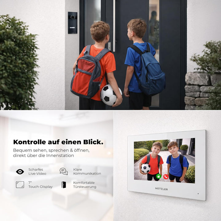 Metzler VDM10 2.0 Video Sprechanlage Komplett Set mit austauschbarem Namensschild - Anschluss 2-Drah