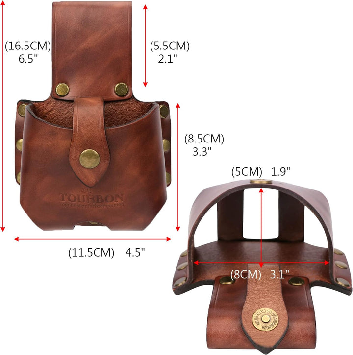 TOURBON Grosse Massbandhalter aus echtem Leder Gürteltasche Elektriker Werkzeugholster