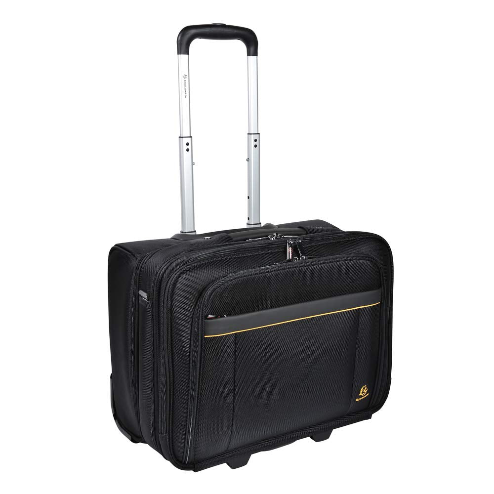 Exacompta 18534E Premium Reisetasche Exatrolley mit 4 Hauptfächern vielen Innentaschen 2 USB Anschlü