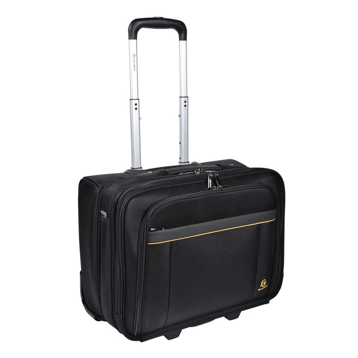 Exacompta 18534E Premium Reisetasche Exatrolley mit 4 Hauptfächern vielen Innentaschen 2 USB Anschlü