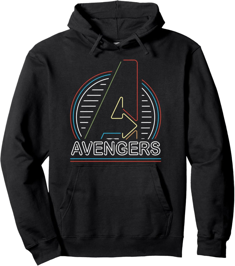 Marvel Avengers Thin Neon Stripes Logo Pullover Hoodie