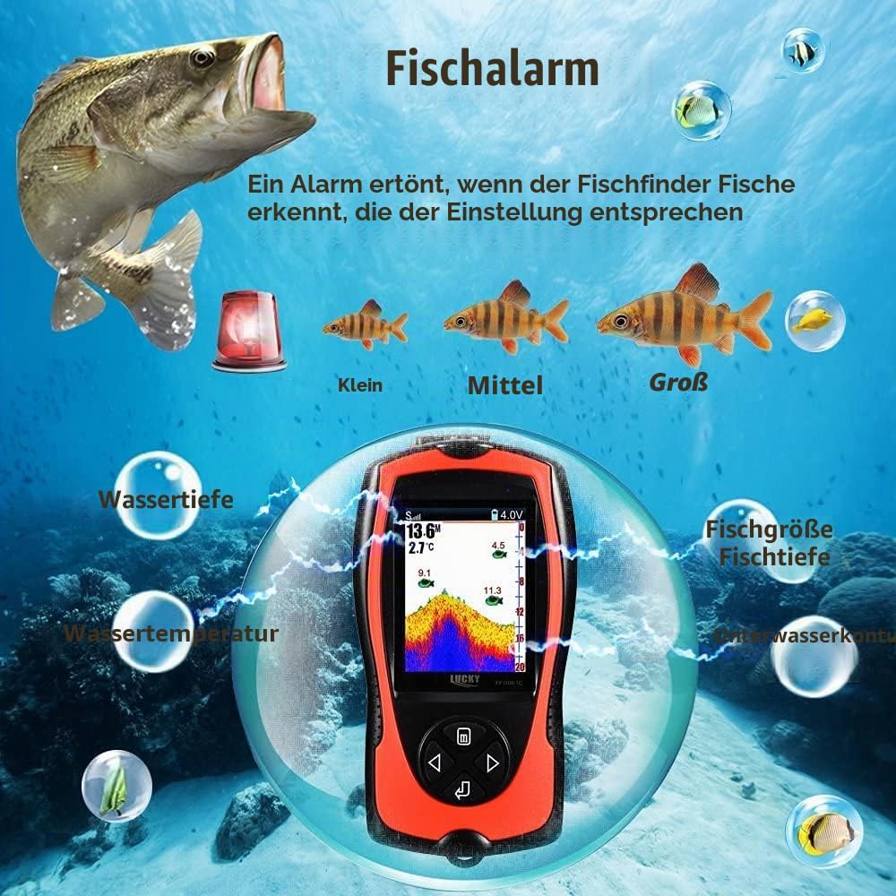 LUCKY Kabelgebundenes Tragbares Sonar Tragbarer Fischfinder zum Angeln Farbmonitor zum Eisfischen Fi