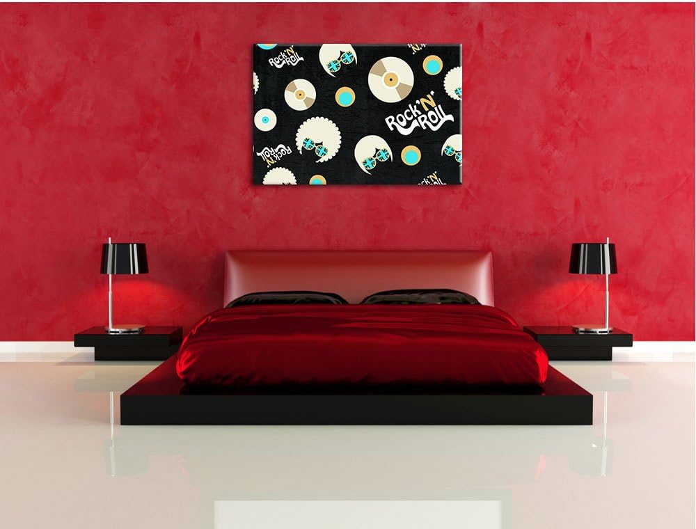 Pixxprint Rock 'n' roll Collage als Leinwandbild/Grösse: 100x70 cm/Wandbild/Kunstdruck/fertig bespan