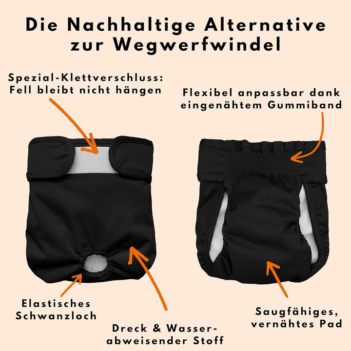 Alpenstern® Wiederverwendbare Hundewindeln für Hündinnen (3 Stück) Waschbare Läufigkeitshose für Hün