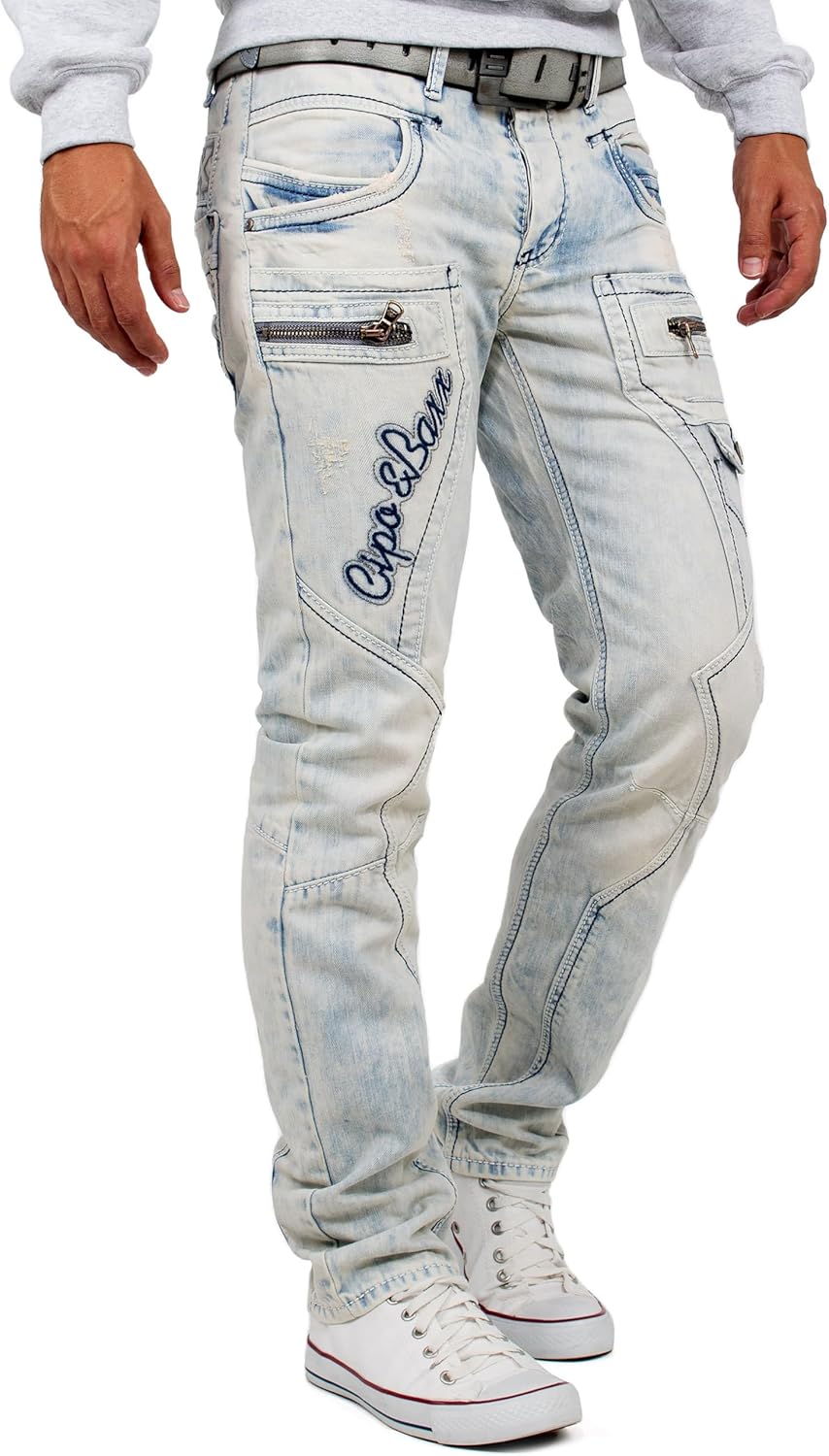 Cipo & Baxx Herren Jeans – Stylische Regular-Fit Denim mit Stone-Washed-Design, Used-Look & markante