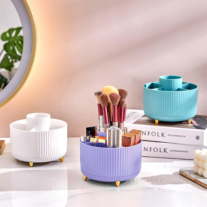 DASITON Make up Kosmetik Organizer mit 5 Fächern,360° Drehbarer Pinsel Organizer,Grosser Kapazität S