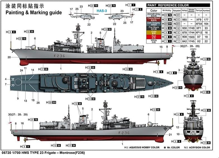 Trumpeter 006720 1/700 HMS Montrose F236 Modellbausatz, Modellbauzubehör, Mehrfarbig