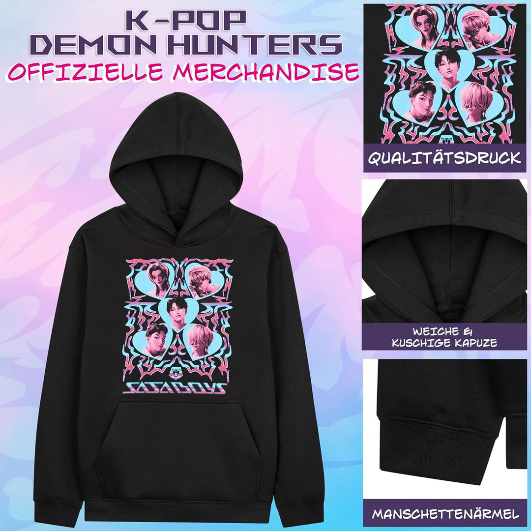 KPop Demon Hunters Offiziell Hoodie Mädchen Teenager, Taschen Fleece Pullover, Anime Huntrix Saja Bo