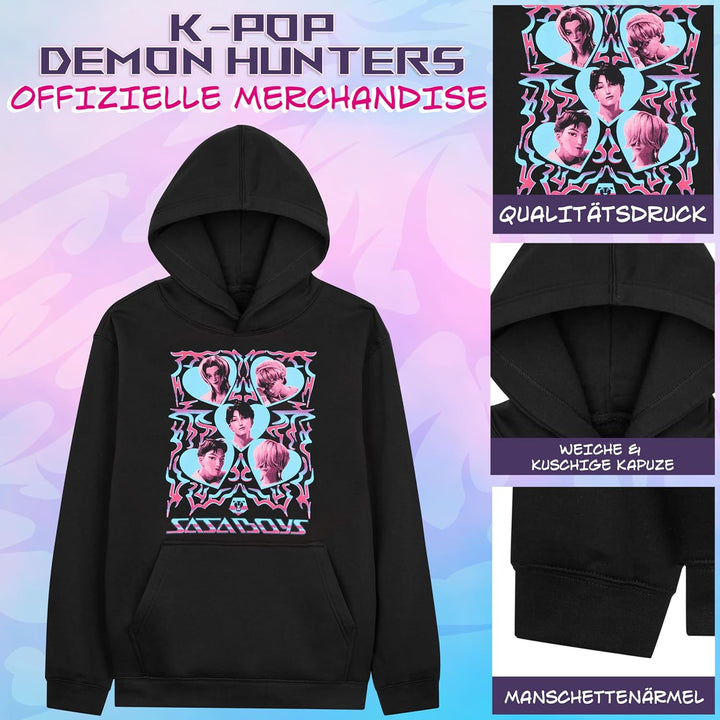 KPop Demon Hunters Offiziell Hoodie Mädchen Teenager, Taschen Fleece Pullover, Anime Huntrix Saja Bo