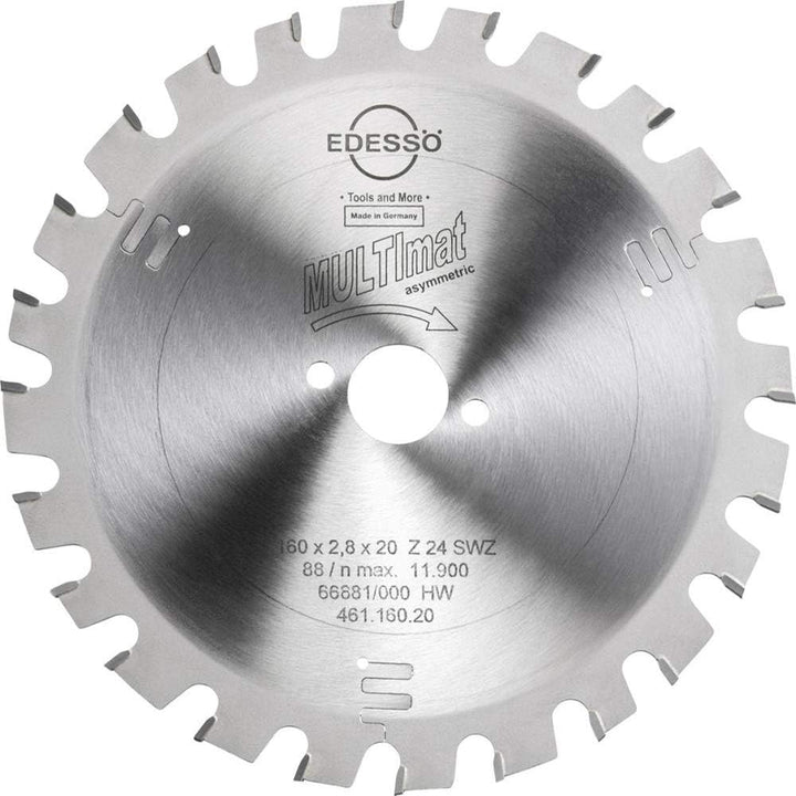 Edessö 46116020 HM-Kreissägeblatt Präzision-Super WZ 2/6/32 HW, Z=24 SWZ, 160 x 2,8/1,8 x 20 mm, Sil