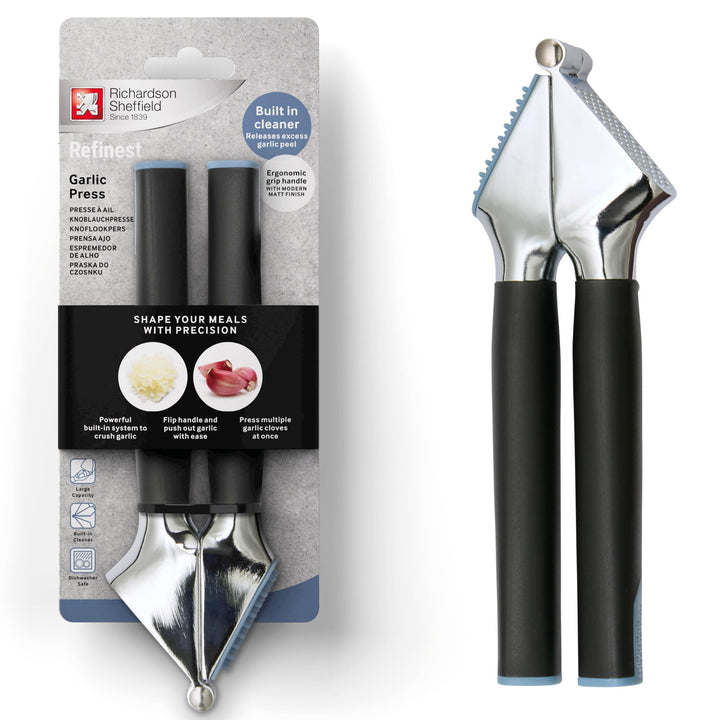 Richardson Knoblauchpresse mit integriertem Reiniger, grosses Gehäuse für mehr Kapazität, ergonomisc