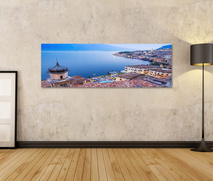 islandburner Bild auf Leinwand Limone Sul Garda Gardasee Italien Panoramablick Blaue Stunde Bilder W