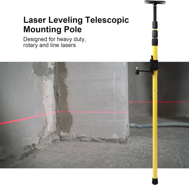 Oumefar 2,8-Meter-Laser-Nivellierungs-Teleskopstange, Verstellbare Halterung für Hochleistungs-, Rot