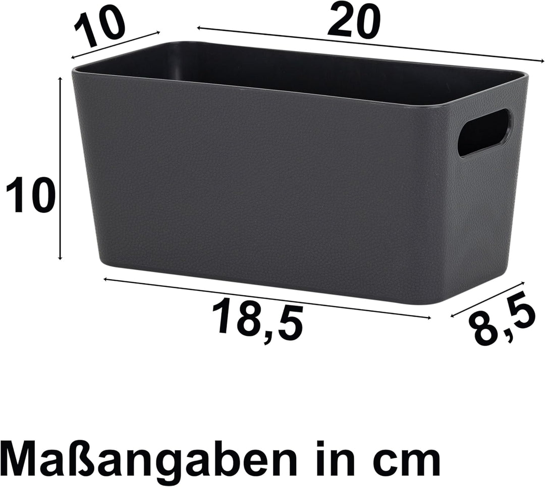 12 x Ordnungsbox - 10 cm hoch - anthrazit - 20 x 10 cm - Ordnungskorb - Regalorganizer Wandregal - S