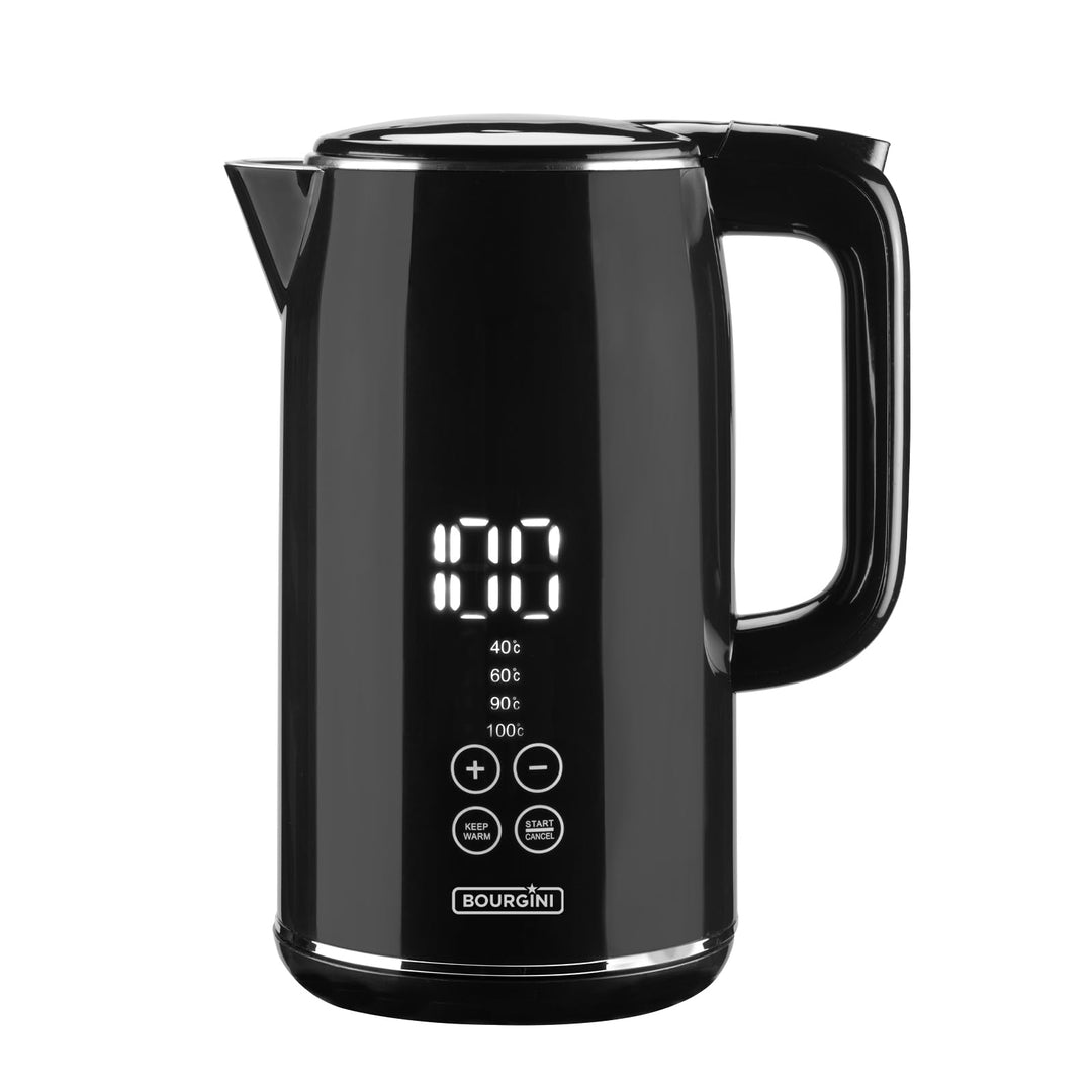 Bourgini Cool Touch - Digitaler wasserkocher Schwarz - wasserkocher mit temperatureinstellung - 1,7