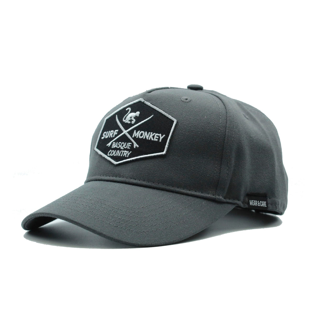 Surf Monkey Baseballkappe, verstellbar, recycelt, für Damen und Herren, Grau