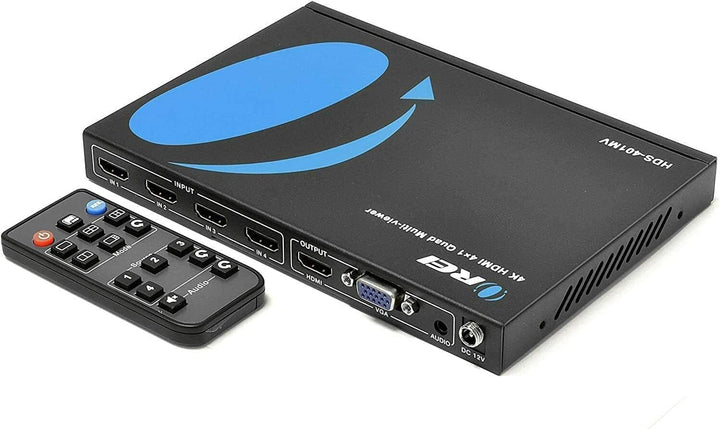 Orei Quad Multi HDMI Viewer 4 in 1 Out HDMI Switcher 4 Ports Seamless Switcher und IR Remote Support