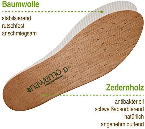 Nawemo 3er Pack/3 Paar Zedernholzsohlen Damen, antibakterielle Zedernholz Einlegesohlen gegen Schwei