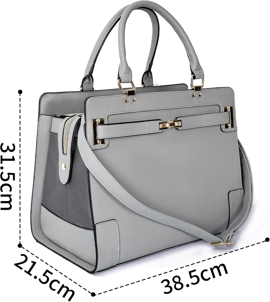OUUTMEE Mode Haustiertragetasche für Hunde und Katzen, weiche Seiten, Lederhandtasche, Haustiertrage