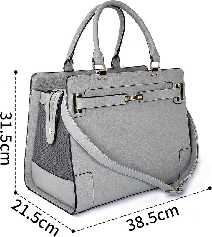 OUUTMEE Mode Haustiertragetasche für Hunde und Katzen, weiche Seiten, Lederhandtasche, Haustiertrage