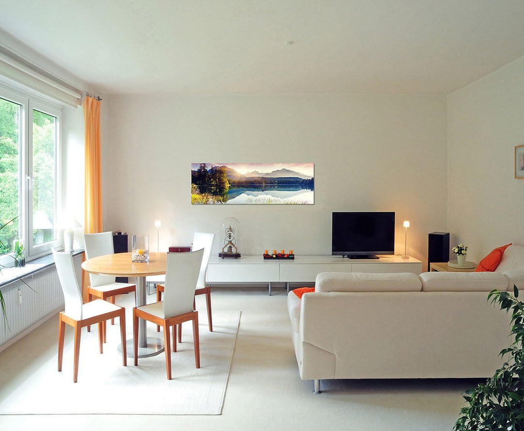 Paul Sinus Art Panoramabild auf Leinwand und Keilrahmen 150x50cm Slowakei Nationalpark Berge See Son