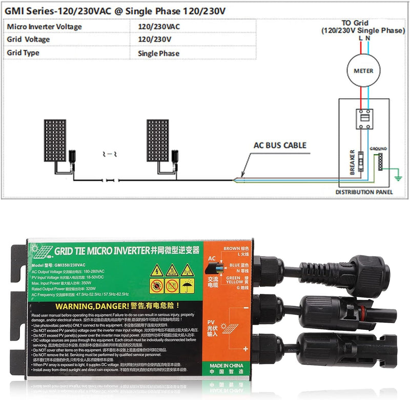 BuyWeek 260W MPPT Grid Tie Micro Wechselrichter Solar Inverter Reine Sinuswelle Wasserdichter PV Wec